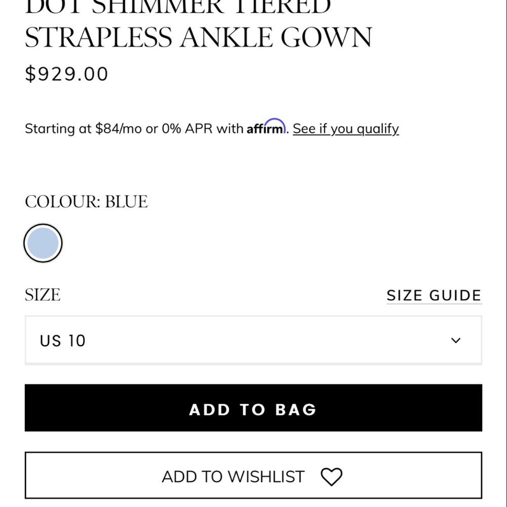 Needle & Thread Blue Strapless Ankle Gown